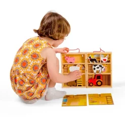 Caja escenario de madera granja con animales - Bigjigs