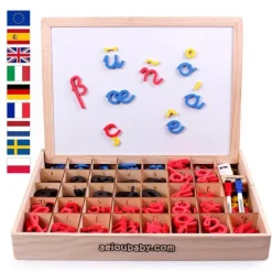 Caja pizarra reversible magnética con números y letras - Montessori