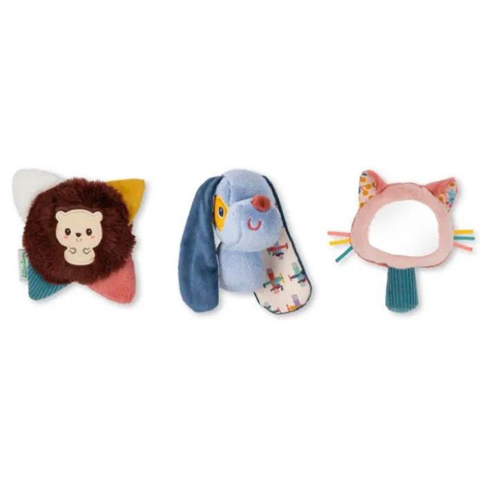 Caja regalo espejo Jeanne, peluche León y sonajero Jules - Lilliputiens