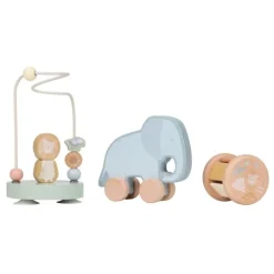 Caja regalo sonajero, arrastre y looping de madera Safari Friends - Little Dutch