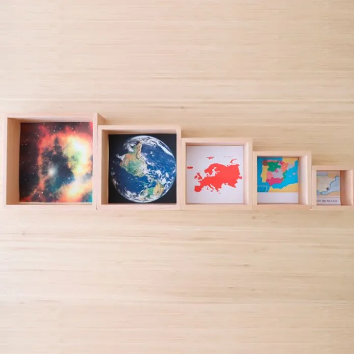 Cajas de madera de haya apilables (5) - Montessori