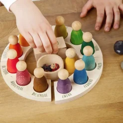 Calendario perpetuo anual de madera con muñecos Nins® Castellano - Grapat