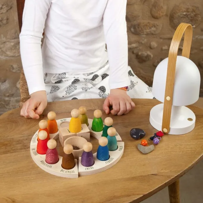 Calendario perpetuo anual de madera con muñecos Nins® Castellano - Grapat