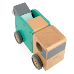 Camión de basura de madera con contenedor - Janod