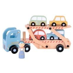 Camión transportador de madera con conductor y 4 coches - Little Dutch