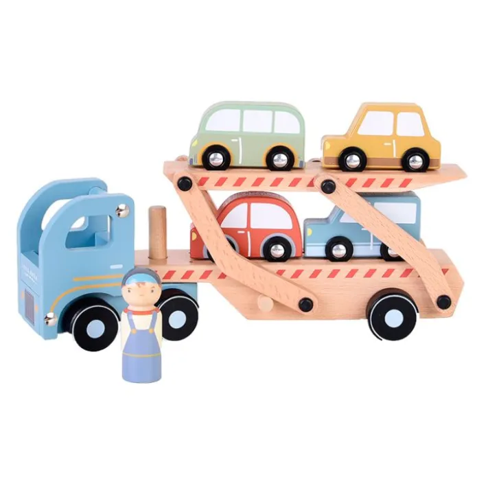 Camión transportador de madera con conductor y 4 coches - Little Dutch