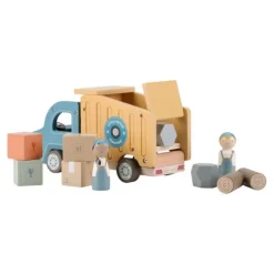 Camión volquete con muñecos y accesorios de madera - Little Dutch