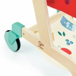 Carrito cesta de la compra de madera con alimentos - Hape