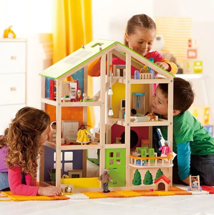Casa de muñecas de madera con muebles - Hape