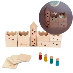 Castillo de madera con ventanas translúcidas 19 piezas - Andreu Toys