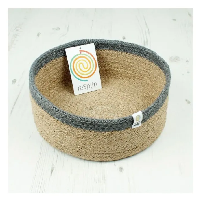 Cesta de yute para almacenar y clasificar con filo gris 21 cm - ReSpiin