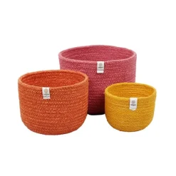 Cestas de yute para almacenar y clasificar altas amarilla, naranja y rosa (3) - ReSpiin