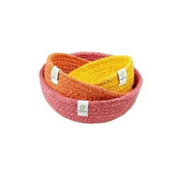 Cestas de yute para almacenar y clasificar amarilla, naranja y rosa (3) - ReSpiin