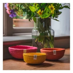 Cestas de yute para almacenar y clasificar amarilla, naranja y rosa (3) - ReSpiin