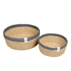 Cestas de yute para almacenar y clasificar con filo gris (2) - ReSpiin
