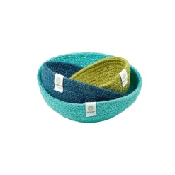 Cestas de yute para almacenar y clasificar verde, azul y azul oscura (3) - ReSpiin