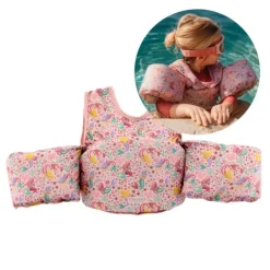 Chaleco flotador con manguitos rosa sirenas 15-30 kg - Little Dutch