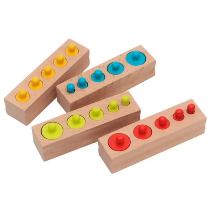 Cilindros de colores con botón Montessori (24) - Edukalu