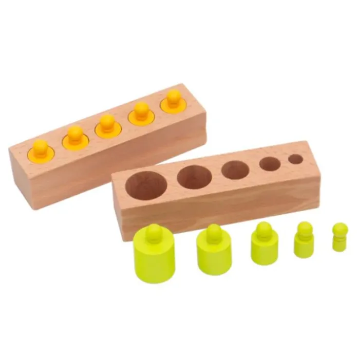 Cilindros de colores con botón Montessori (24) - Edukalu
