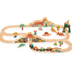 Circuito de tren de madera Dinosaurios - Mentari