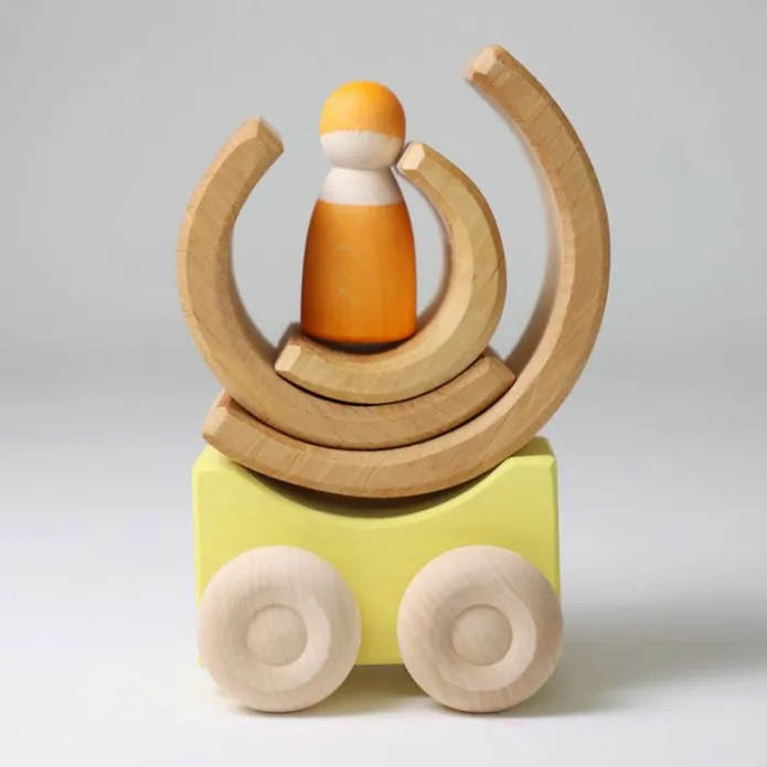 Coches de madera apilables amarillos (2) - Grimm's
