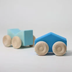 Coches de madera apilables azules (2) - Grimm's