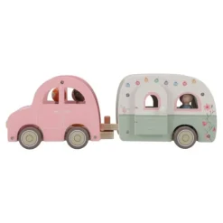 Coche y caravana de madera con 3 muñecos - Little Dutch