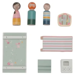 Coche y caravana de madera con 3 muñecos - Little Dutch