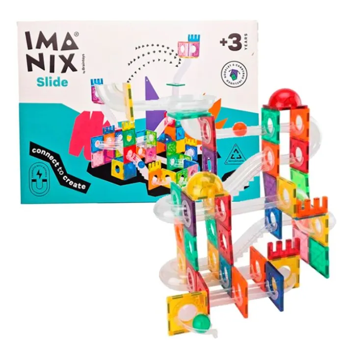 Construcción magnética circuito de bolas Tobogán Imanix 134 piezas - Braintoys