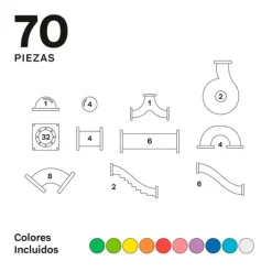 Construcción magnética circuito de bolas Tobogán Imanix 70 piezas - Braintoys