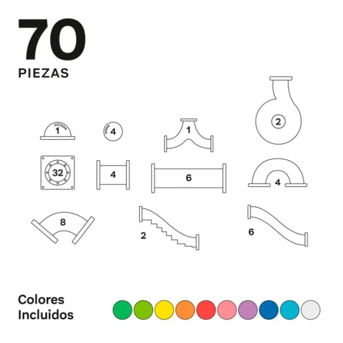 Construcción magnética circuito de bolas Tobogán Imanix 70 piezas - Braintoys