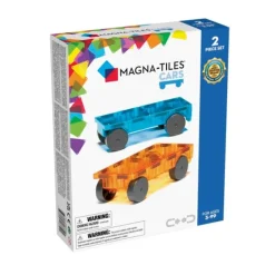 Construcción magnética 2 coches azul y naranja - Magna-Tiles