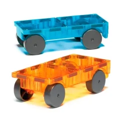 Construcción magnética 2 coches azul y naranja - Magna-Tiles