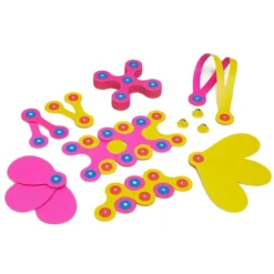 Construcción magnética 30 piezas flexibles Crew rosa/amarillo - Clixo