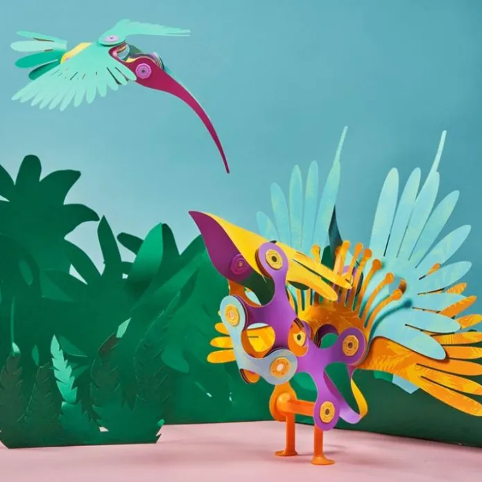 Construcción magnética 22 piezas flexibles Tropical Birds - Clixo