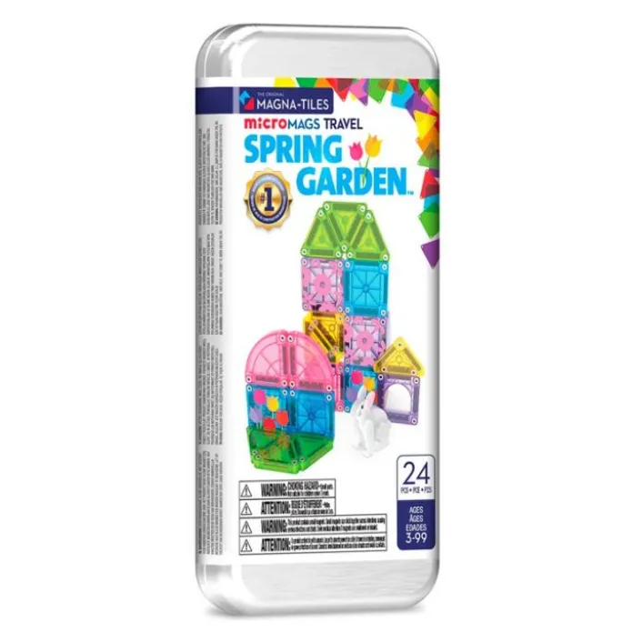 Construcción magnética 24 piezas MicroMags Travel Spring en caja metálica - Magna-Tiles