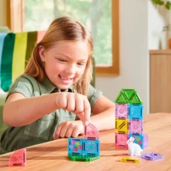 Construcción magnética 24 piezas MicroMags Travel Spring en caja metálica - Magna-Tiles