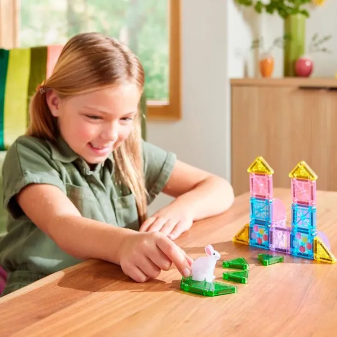 Construcción magnética 24 piezas MicroMags Travel Spring en caja metálica - Magna-Tiles