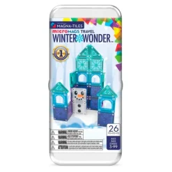Construcción magnética 26 piezas MicroMags Travel Winter Wonder en caja metálica - Magna-Tiles