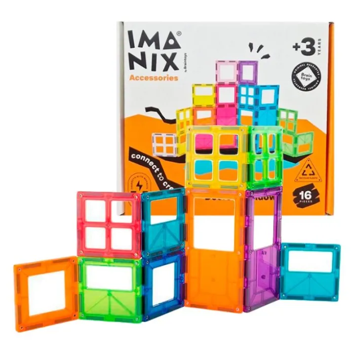 Construcción magnética puertas y ventanas Imanix 16 piezas - Braintoys