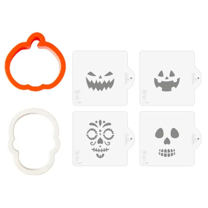 Cortadores calabaza y calavera y stencils monstruos Halloween - Decora