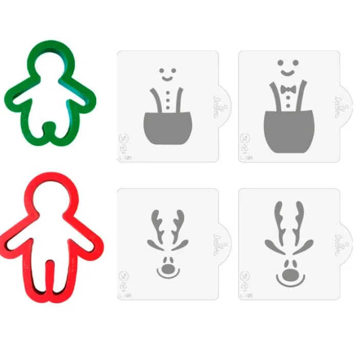 Cortadores y stencils muñecos de jengibre y renos Navidad - Decora