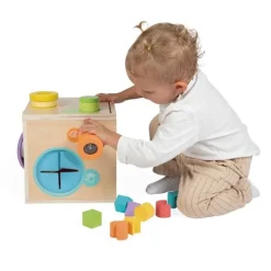 Cubo de madera con actividades sensoriales - Janod