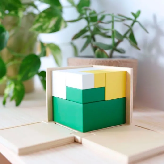 Cubo de madera potencias de 2 - Montessori