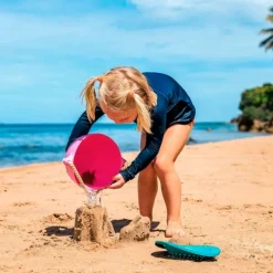 Cubo de playa con colador PoBi azul y verde - Bibio