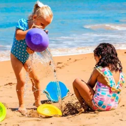 Cubo de playa con colador PoBi azul y verde - Bibio