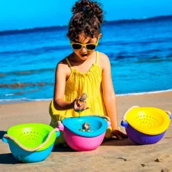 Cubo de playa con colador PoBi morado y amarillo - Bibio