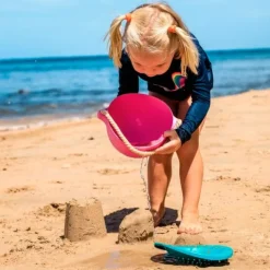 Cubo de playa con colador PoBi rosa y turquesa - Bibio
