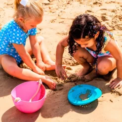Cubo de playa con colador PoBi rosa y turquesa - Bibio