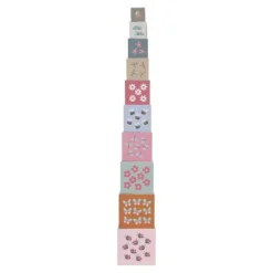 Cubos apilables con números, flores y animales (10) - Little Dutch